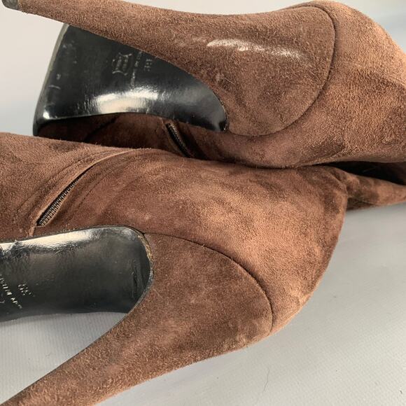 BARNEY'S CO-OP Size 9 Brown Suede Calf High Platform Stiletto Boots - Picture 8 of 8